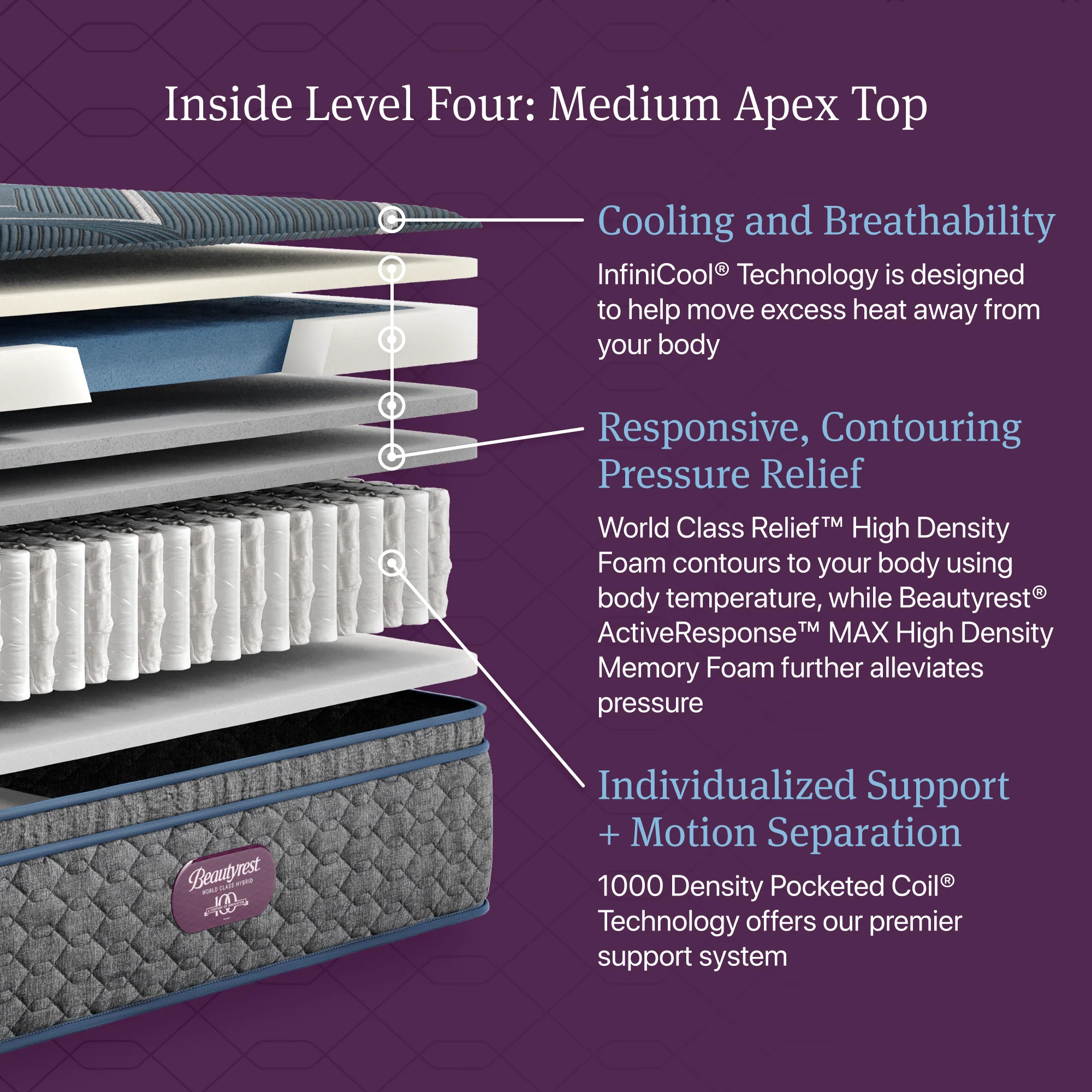Beautyrest World Class Level Four Hybrid Medium Apex Top - Image 5