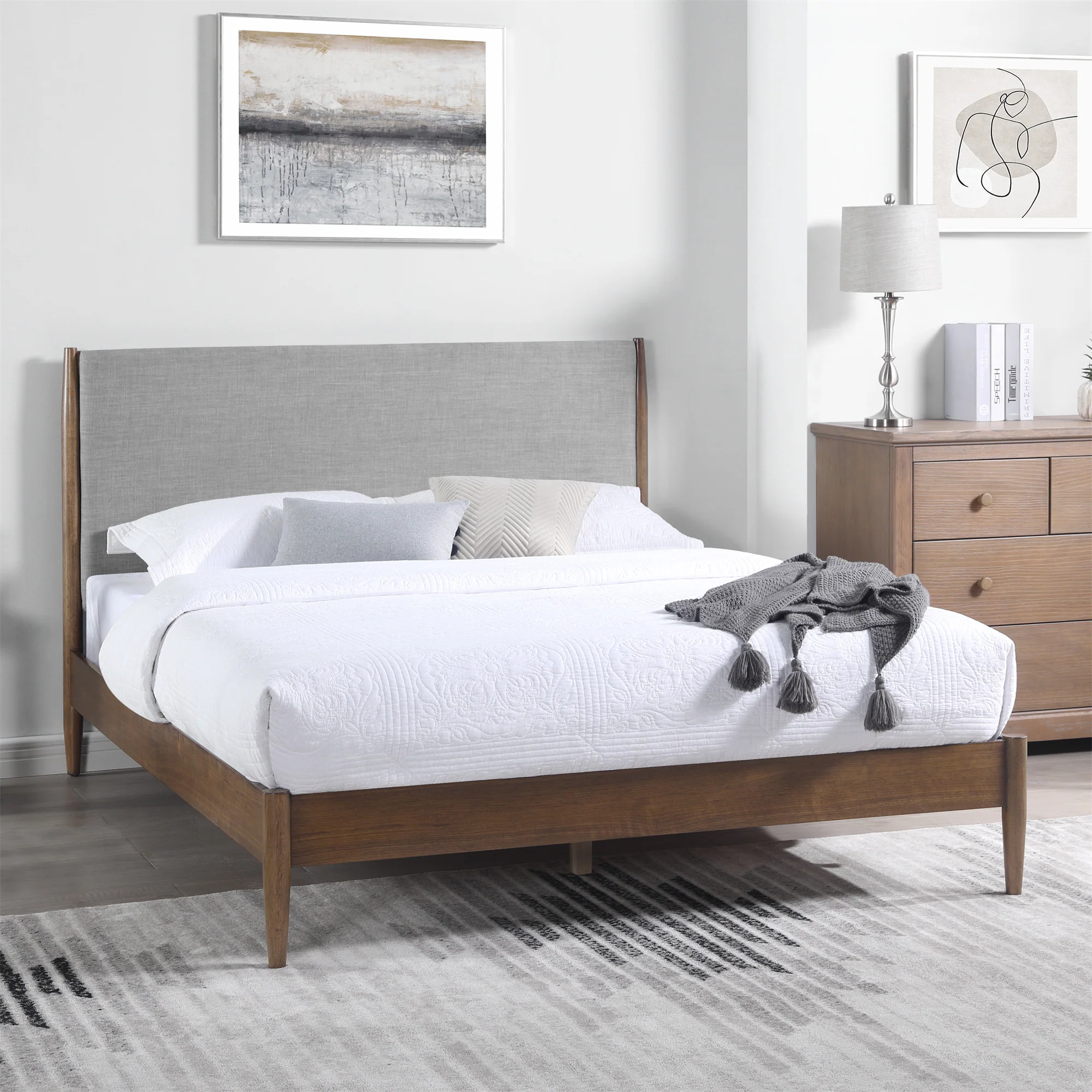 Infinity Del Mar Upholstered Platform Walnut Bed - Image 3